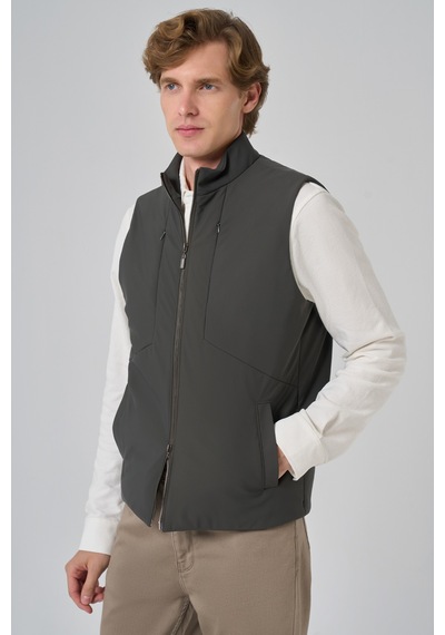 Morven Erkek Haki Polyamide Spor Gizli Cep Fermuarlı Yelek 26ks049001710 Haki