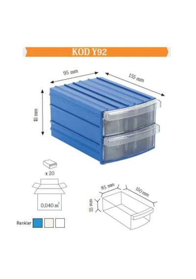 Sembol Y92 Plastik Çekmeceli Kutu (16 Çekmeceli)