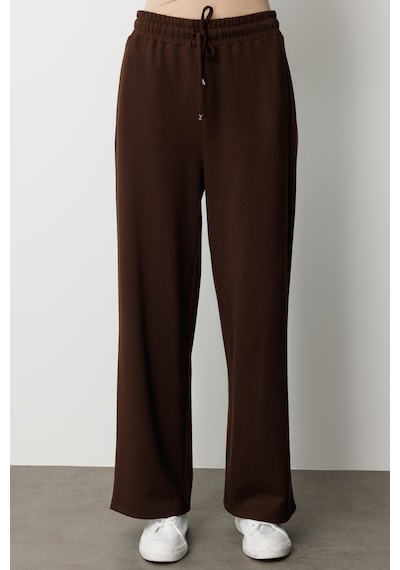Mizalle Beli Lastikli Yumuşak Dokulu Kahverengi Jogger Panton Kahverengi