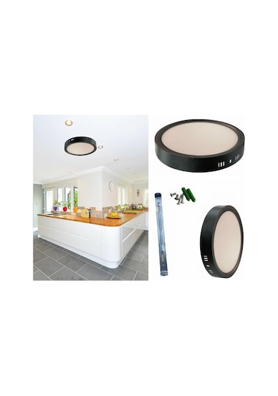 Cata 30W Yuvarlak Sıva Üstü Led Armatür Siyah Kasa Beyaz Işık CT-5238 Diğer
