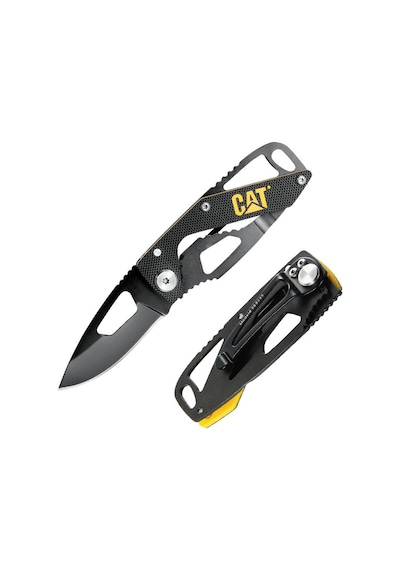 Cat Da980265 Kemer Askı Kancalı Katlanabilir 13cm Paslanmaz Çelik Siyah Kamp Çakısı