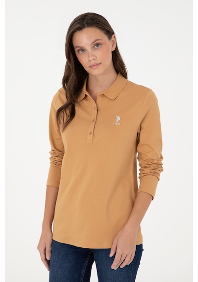 U.S. Polo Assn. Kadın Camel Basic Polo Yaka Sweatshirt 50289541-VR015