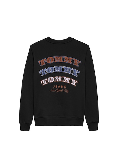 Tommy Hilfiger Kadın Tjw Regular Dollar Stacks Crew Ext Siyah Sweatshirt-12754 Siyah
