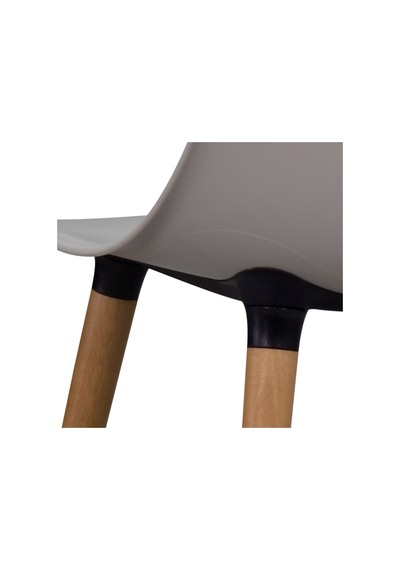 Vilinze Eames Naturel Ahşap Ayak Plastik Gri Sandalye Eames-beyaz Gri - Naturel