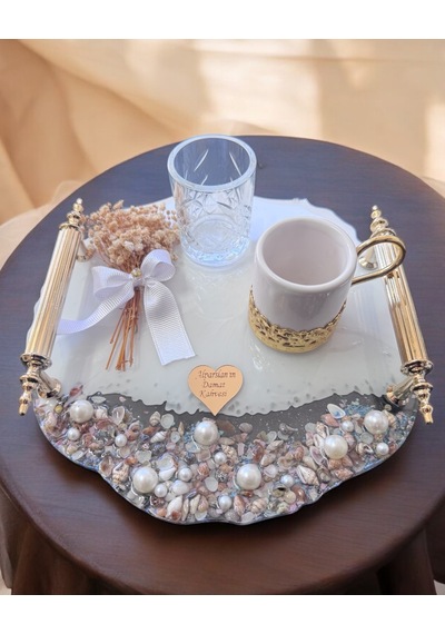 Dreamy Gold Söz Kahve Tepsisi Beyaz