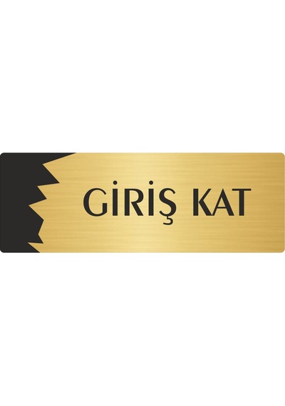 Metal Departman Kapı İsimliği, Yönlendirme Levhası Giriş Kat 10x20 Cm Altın Renk