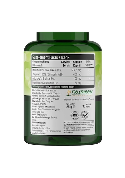 Natures Supreme Milk Thistle Complex 30 Kapsül Aromasiz