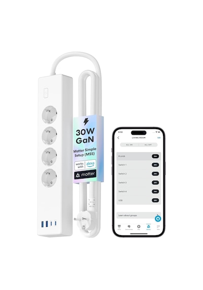 Akıllı Çoklu Priz 4 Güç 2 Usb 2 Type-c Apple Homekit Destekli Beyaz Msp844sma 0
