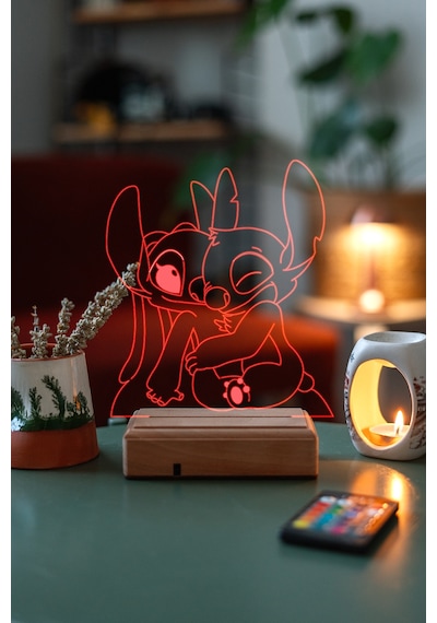 Stitch & Angel Lilo And Stitch 16 Renk Kumandalı 3d Gece Lambası