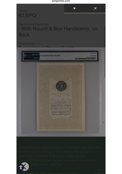 Nadir Pmg Label Errör'lü 62 Puan Epq Unc/çil 1876-77 /ah1923 Mehmed Kani Mühürlü Iı.abdülhamid 10 Kuruş Pick 48a / 48c