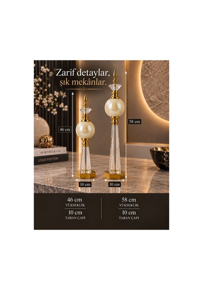 Kristal Detaylı Metal Dekoratif Aksesuar Sarı