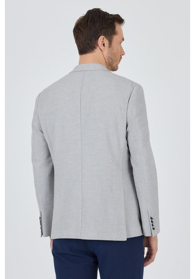 İmza Gri Mono Yaka Düz 2 Düğme Casual Esnek Slim Fit Ceket 1002250123 Gri