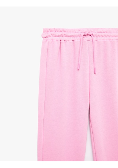 Koton Rahat Kalıp Beli Bağcıklı Triko Uzun Paça Pijama Altı Pembe 7wlk40292mk Gül