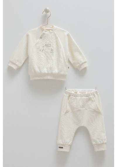 Caramell %100 Pamuk Color Word 2'li Takım Crml.tke1986 Krem