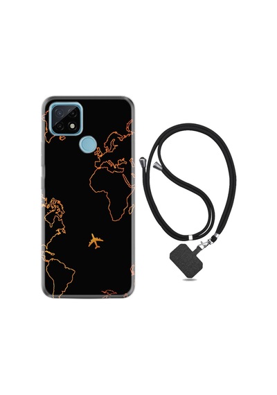 Realme C21 Kilif Desenli Ipli Askili Harita Ve Uçak 1777 522856017