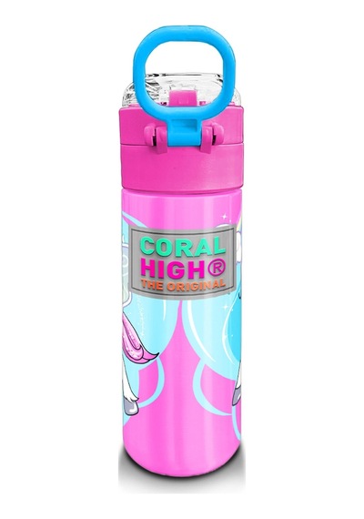 Coral High Kids Mavi Neon Pembe Unicorn Desenli Pipetli Ve Direkt İçim Çelik Termos 500 Ml 31925 Mavi - Beyaz