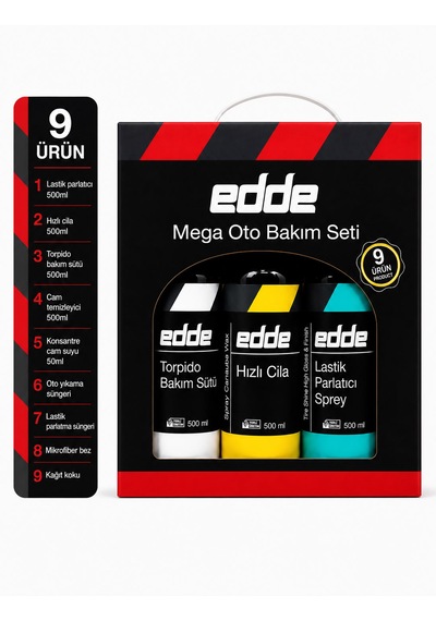 Edde 9'lu Araba Araç Oto Mega Oto Bakım Seti 9 Parça Ürün