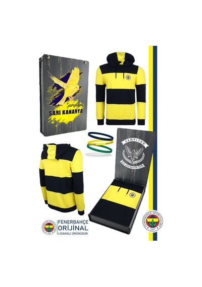 Fenerium Fenerbahçe Kapüşonlu Sweat + Bileklik Set Kutulu 059 Sarı - Lacivert