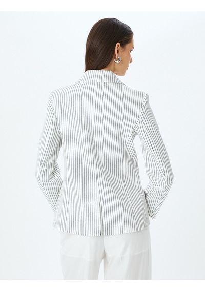 Koton Düğmeli Cepli Kruvaze Çizgili Blazer Ceket Lacivert Çizgili 5sak50019uw Çok Renkli Koton Düğmeli Cepli Kruvaze Çizgili Blazer Ceket Lacivert Çizgili 5sak50019uw Çok Renkli