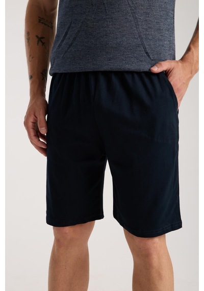 Akbeniz Erkek Lacivert Sıfır Yaka Kısa Kol Şortlu Pijama Takımı