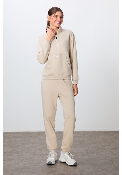 Tommy Life Bej Kompakt Pamuklu Kalın Pürüzsüz Dokulu Dik Yaka Oversize Fit Kadın Eşofman Takım - 95342 Bej Tommy Life Bej Kompakt Pamuklu Kalın Pürüzsüz Dokulu Dik Yaka Oversize Fit Kadın Eşofman Takım - 95342 Bej