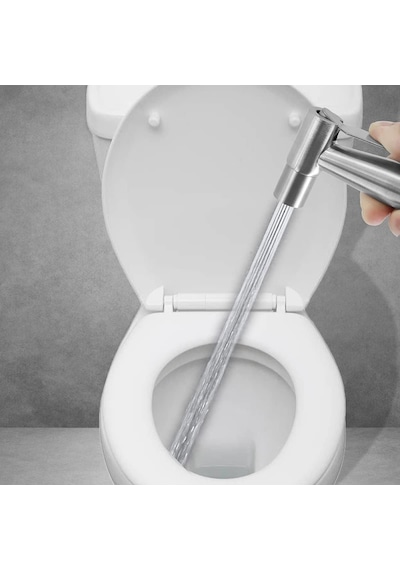 Paslanmaz Çelik Tuvalet Musluk Lavabo Bide Seti Kademeli Jet Püskürtme Spiral Hortum Kolay Mont