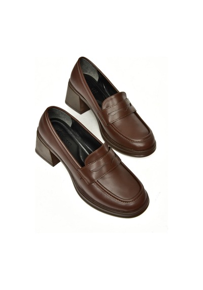 Fox Shoes T820145309 Kahverengi Kalın Topuklu Kadın Ayakkabı Kahverengi
