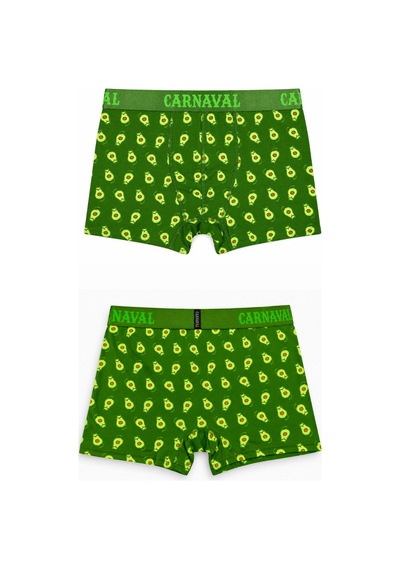 Carnaval Socks Avokado Desenli Erkek Boxer Pamuklu Likralı Parlak Lastikli Kutulu Koyu Yeşil Çoklu