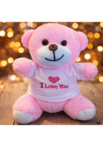 I Love You Tişörtlü Pembe Peluş Ayıcık Belirtilmemiş