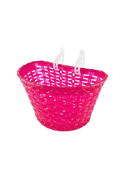 16-20 Jant Uyumlu Hasır Desenli Plastik Çocuk Bisikleti Ön Sepet Pembe