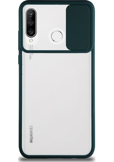Huawei P30 Lite ile Uyumlu Kapak Lensi Açılır Kapanır Kamera Korumalı Silikon Kılıf