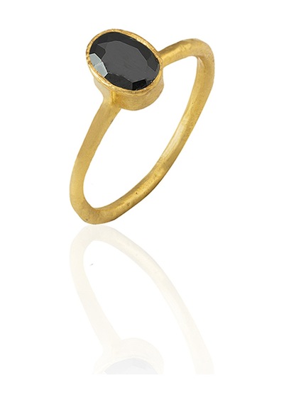 Kadir Jewellery 22 Ayar Altın Kaplama Zirkon Taşlı Kadın Minimal Yüzük Siyah 69598119