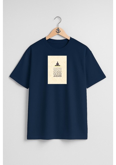 Bahriyeli Collection Oversize Yoga & Pilates Mats Poster Göğüs Tasarımlı Unisex T-shirt Lacivert