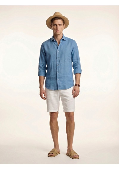 Xint Mavi %100 Keten Regular Fit Gömlek 700987 MAVİ