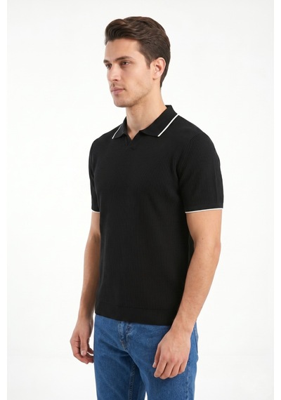 Baglan Erkek Spor Polo Yaka Triko Tişört Bgl-st05374 Siyah