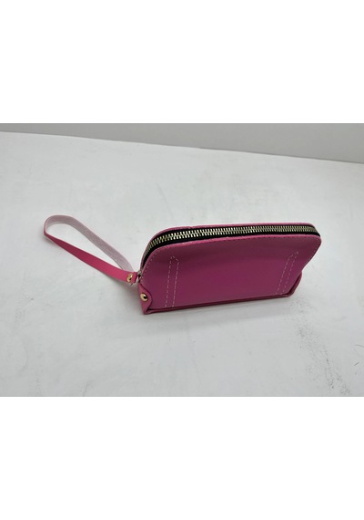 Deri Kumaş Pembe Renk 17x10 Cm Takı-makyaj Fermuarlı Çantası