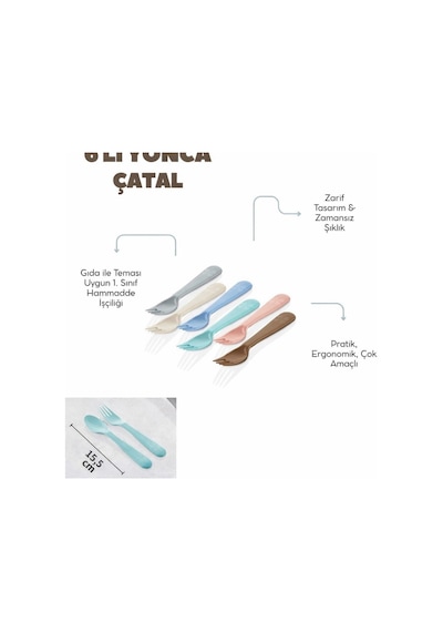 Makri Home 30 Parça Piknik Seti 6 Kişilik Tabak, Kase, Bardak, Kaşık, Çatal, Plastik Çok Renkli