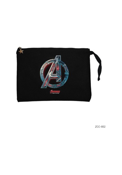 Avengers Red Line Metal Logo Siyah Clutch Astarlı Cüzdan / El Çantası