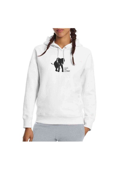 Cage The Elephant Baskılı Beyaz Kadın Kapşonlu Sweatshirt