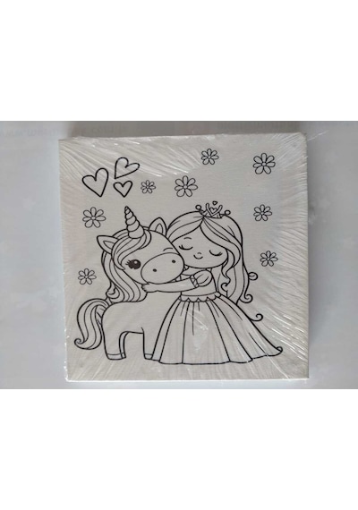 Prenses Unicorn Tuval Boyama Seti 20x20 Cm Boya & Fırça Dahil