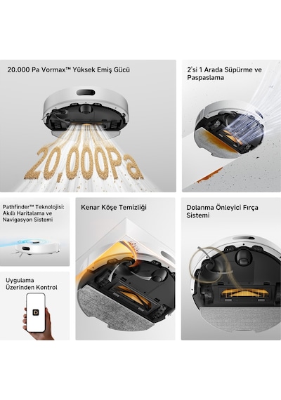 Dreame F20 20.000Pa Emiş Gücü Robot Süpürge Beyaz
