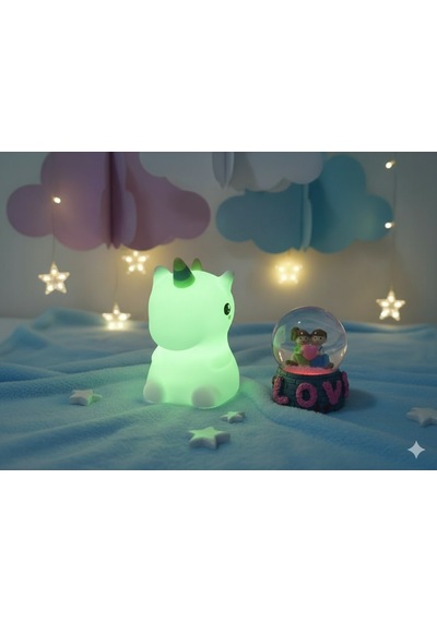 2 Li Sevgiliye Romantik Hediye Seti Unicorn Çok Renkli Led Gece Lambası Ve 9 Cm Love Kar Küresi Seti Set