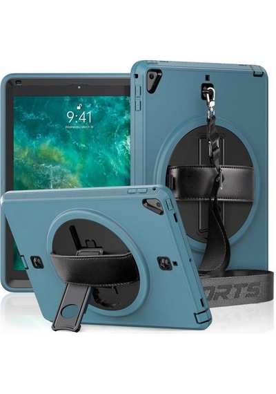 Newface Apple Uyumlu iPad  5 Air 9.7 Kılıf Strap-c Otterbox Tablet Kapak - Mavi