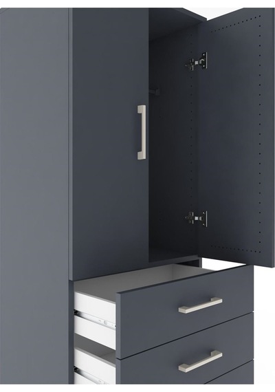 Hyperion Dolap Tek Raflı 5 Çekmeceli Tek Askılı 60x44x182 Ant... Antrasit