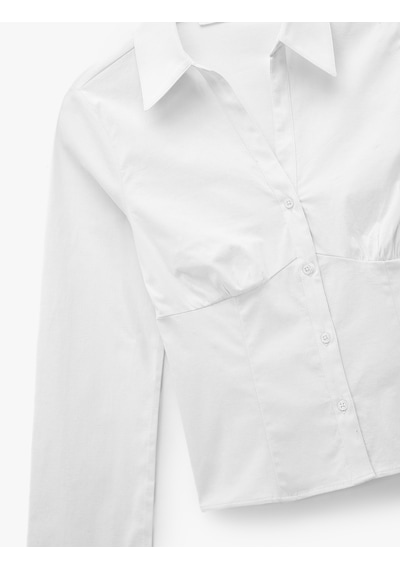 Koton Slim Fit Düğmeli Klasik Yaka Uzun Kollu Gömlek Beyaz 6wal60078ıw Beyaz