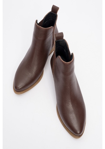 Luvishoes Luvi Shoes Dovena Kahve Floter Hakiki Deri Lastikli Kadın Topuklu Bot kahverengi