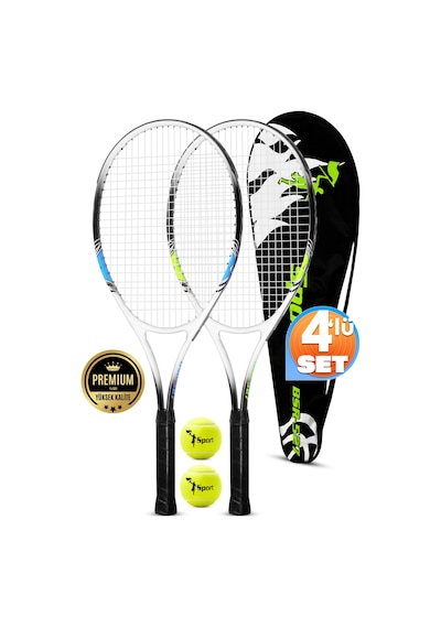 4lü Set Deluxe 27 İnç 2 Tenis Raketi Seti 2 Top Çantalı Yetişkin Tennis Racket L2 Grip 68 Cm 527
