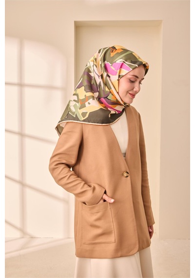 Silk Home Twill İpek Eşarp 11475-22 Koyu Yeşil, Kiremit, Siyah, Krem, Pembe