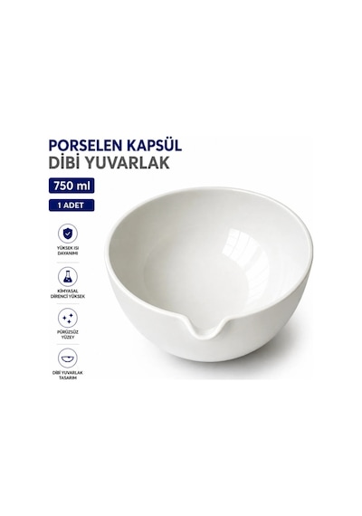 Porselen Kapsül 750 Ml Dibi Yuvarlak 1 Adet