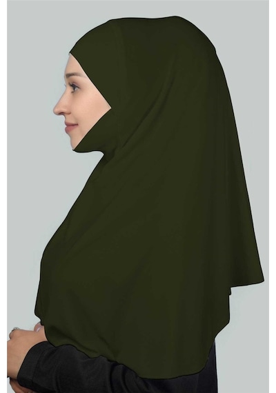 Altobeh Hazır Türban Peçeli Pratik Eşarp Tesettür Nikaplı Hijab - Namaz Örtüsü Sufle (XL) - Haki